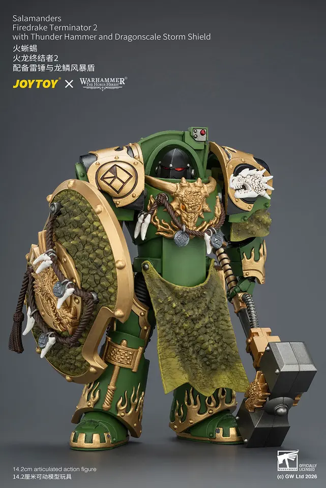 Salamanders Firedrake Terminator 2 with Thunder Hammer and Dragonscale Storm Shield